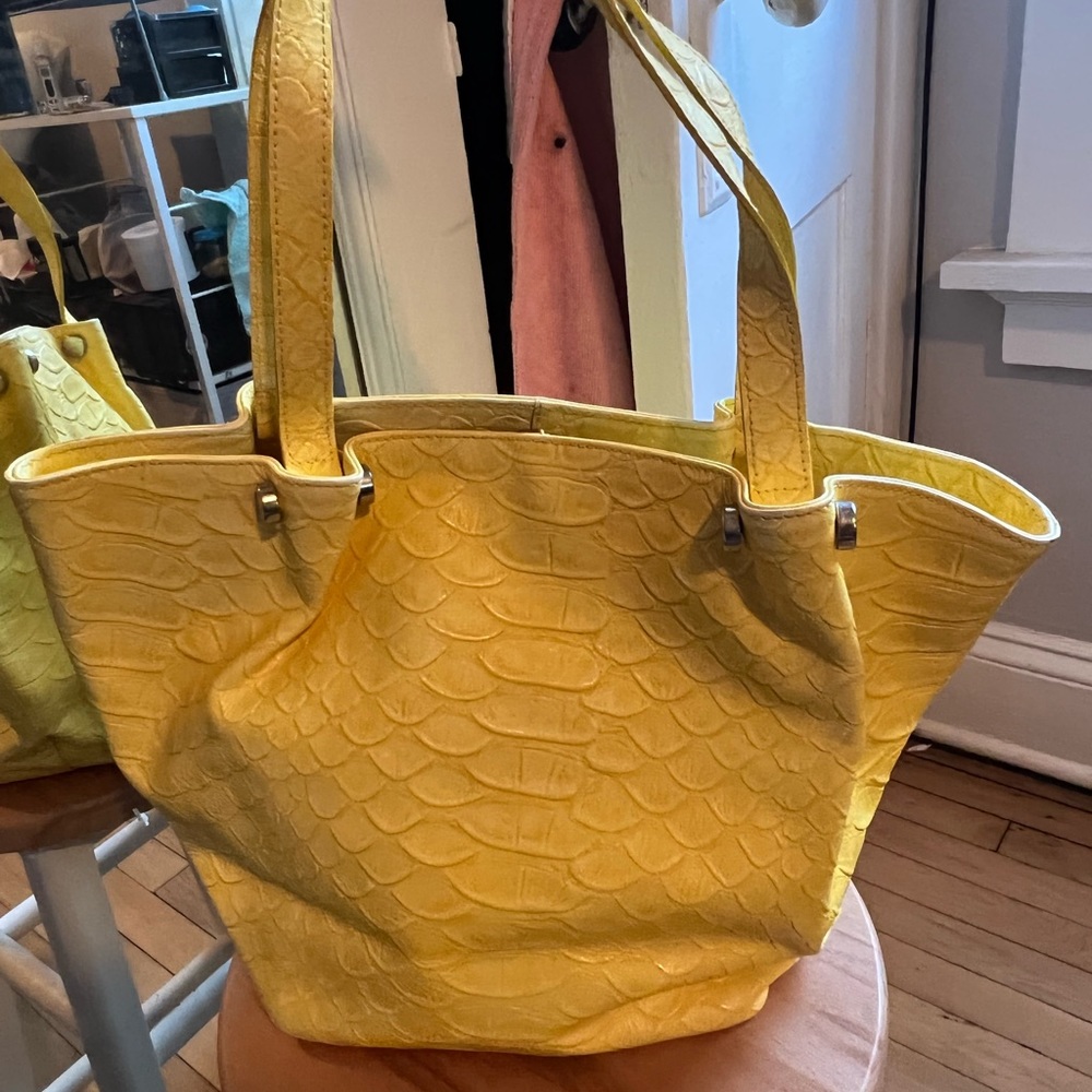 Claudia Firenze Italian Leather Tote Handbag - Yellow